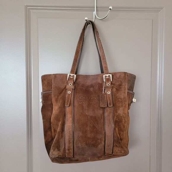 Coach Handbags - Coach Leatherware Brown Suede Leather Large Tote Bag Vintage Y2K *Flaw